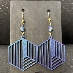 Geometric‎ Blue and Purple Color Shift Earrings